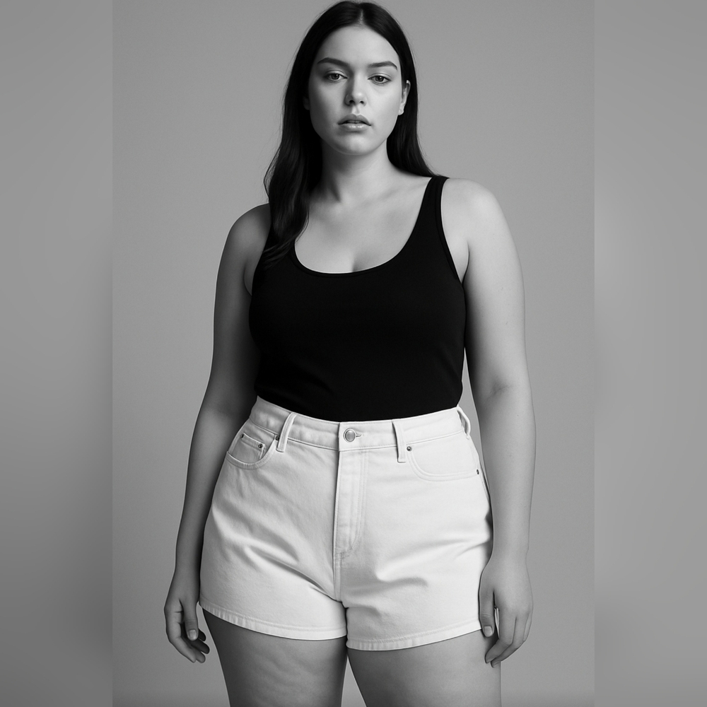 Calvin Klein‎ Y2K High Rise White Denim Shorts Women's Jr Size 11